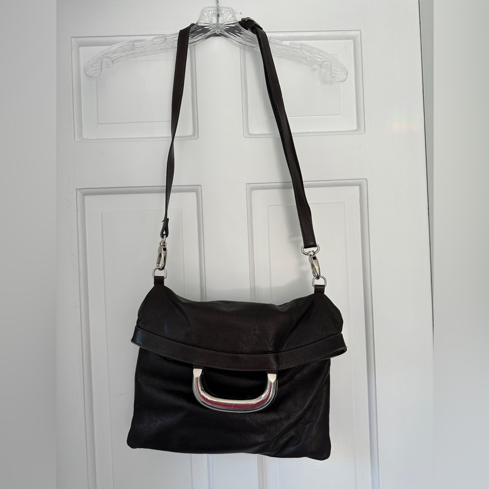 Maurizio Taiuti Brown Genuine Leather Double Handle Crossbody Bag